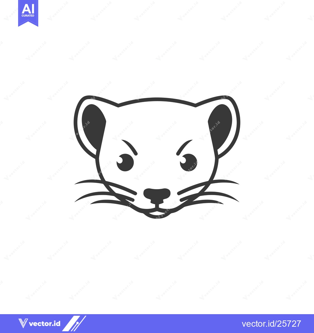 Premium Vector of Black and White Line Drawing of a Weasel's Head