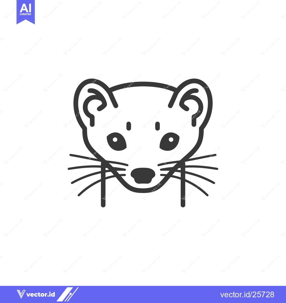 Premium Vector of Black and White Line Drawing of a Weasel's Head