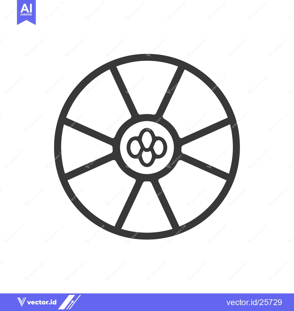 Premium Vector dari Black and White Line Drawing of a Wheel with Spoke Design