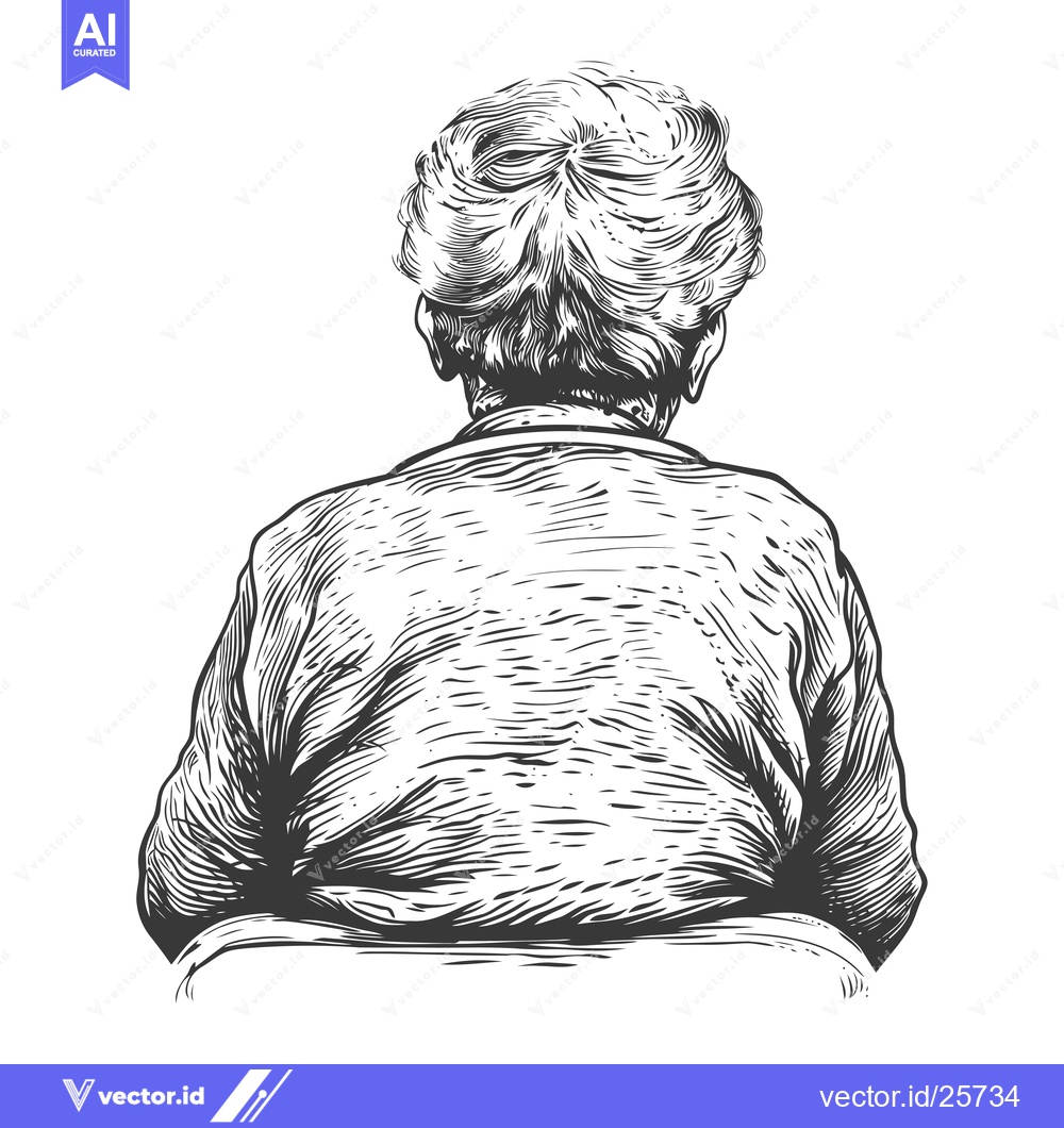 Premium Vector dari Black and White Line Drawing of a Woman's Back