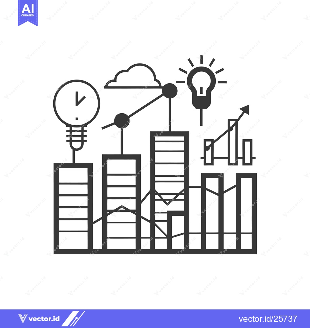 Premium Vector of Black and White Line Drawing of Business Growth and Innovation