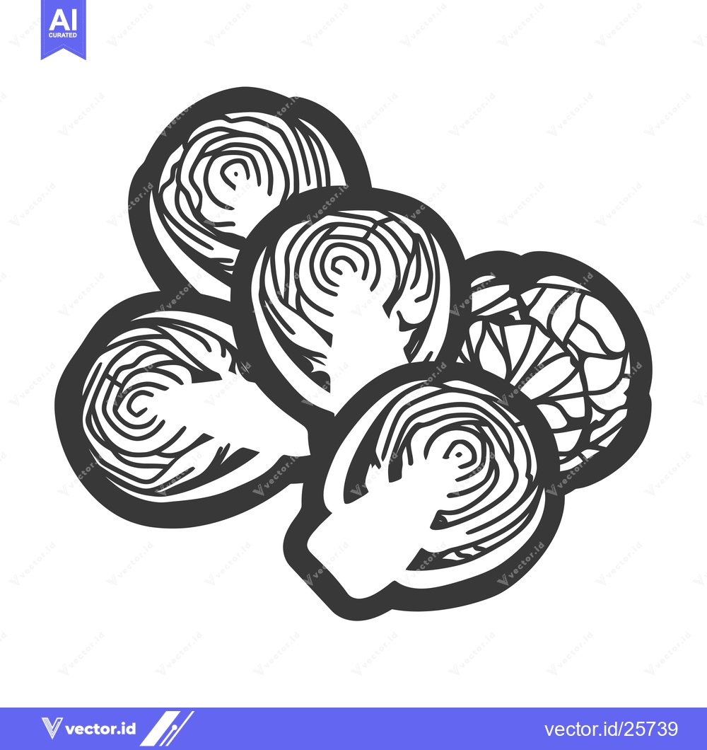 Premium Vector dari Black and White Line Drawing of Four Brussels Sprouts