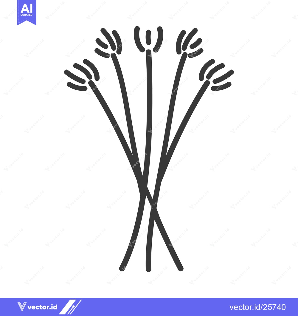 Premium Vector dari Black and White Line Drawing of Four Grass Stalks