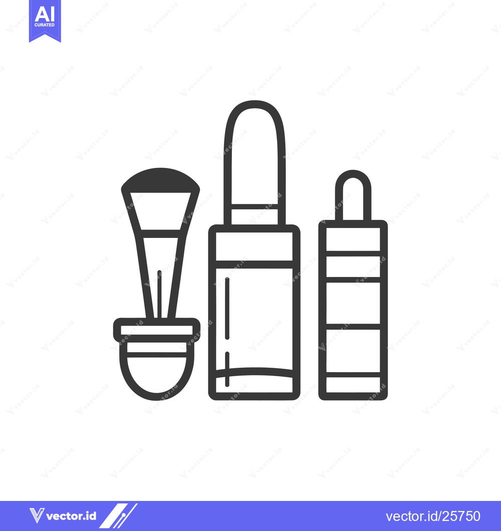 Premium Vector dari Black and White Line Drawing of Makeup Items