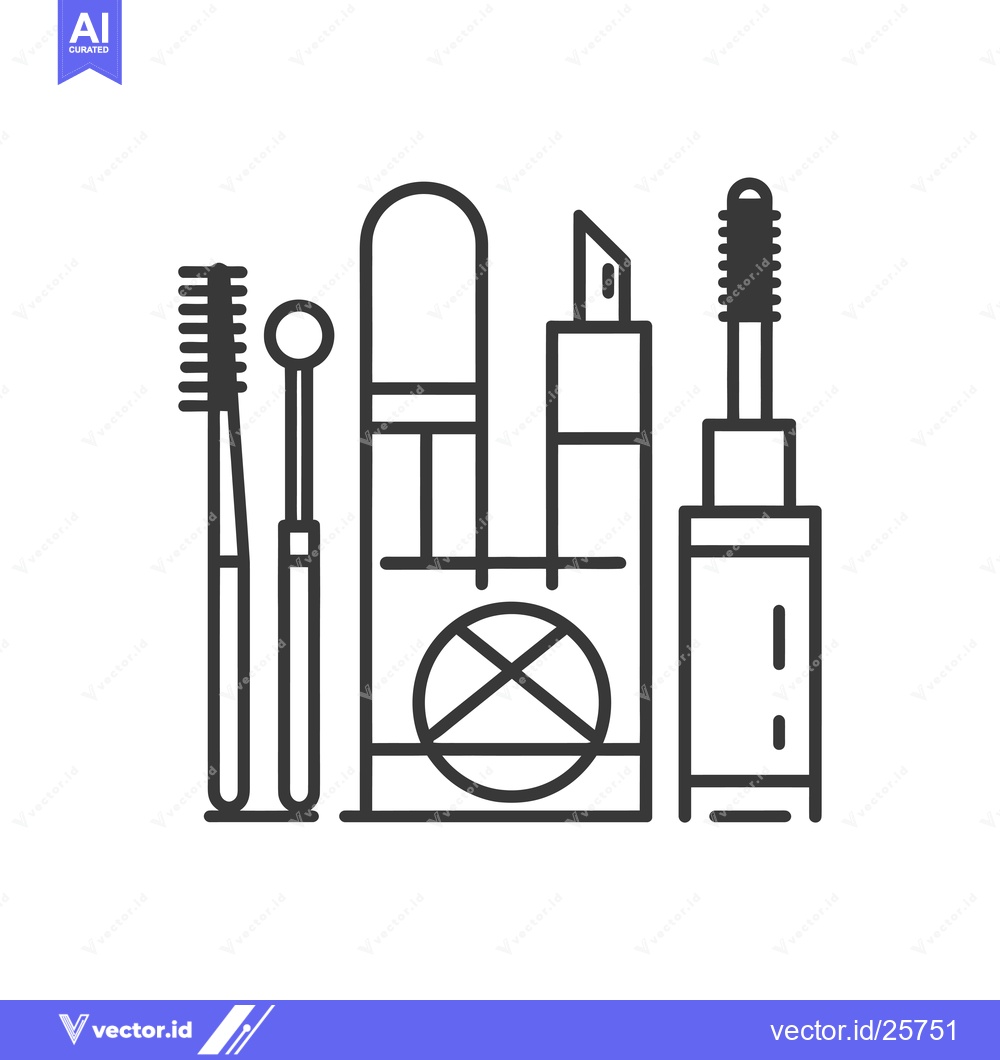 Premium Vector dari Black and White Line Drawing of Makeup Products
