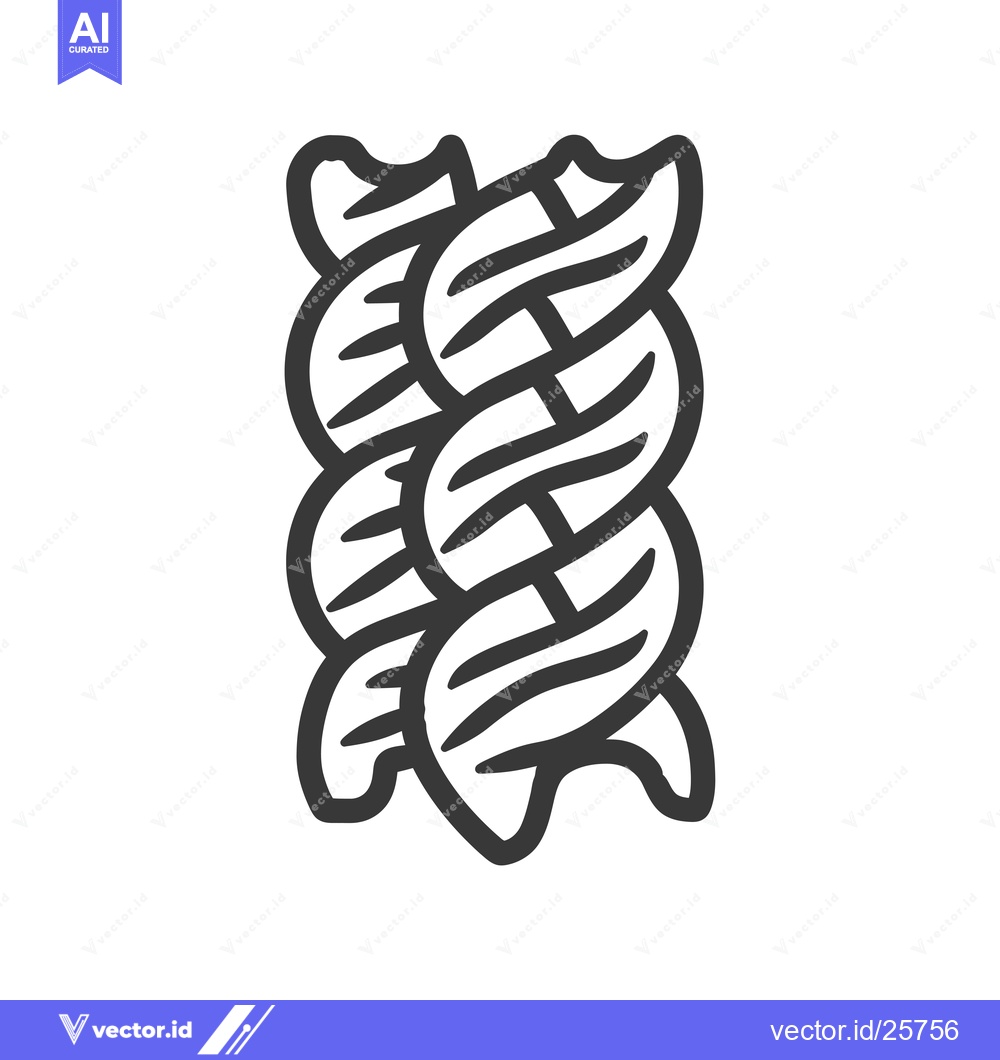 Premium Vector dari Black and White Line Drawing of Rotini Pasta