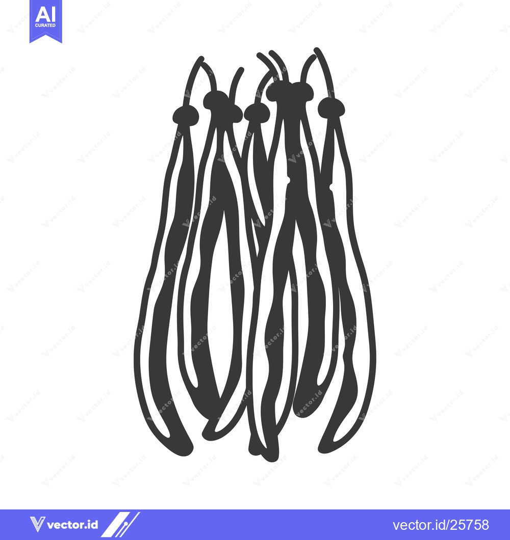 Premium Vector dari Black and White Line Drawing of String Beans