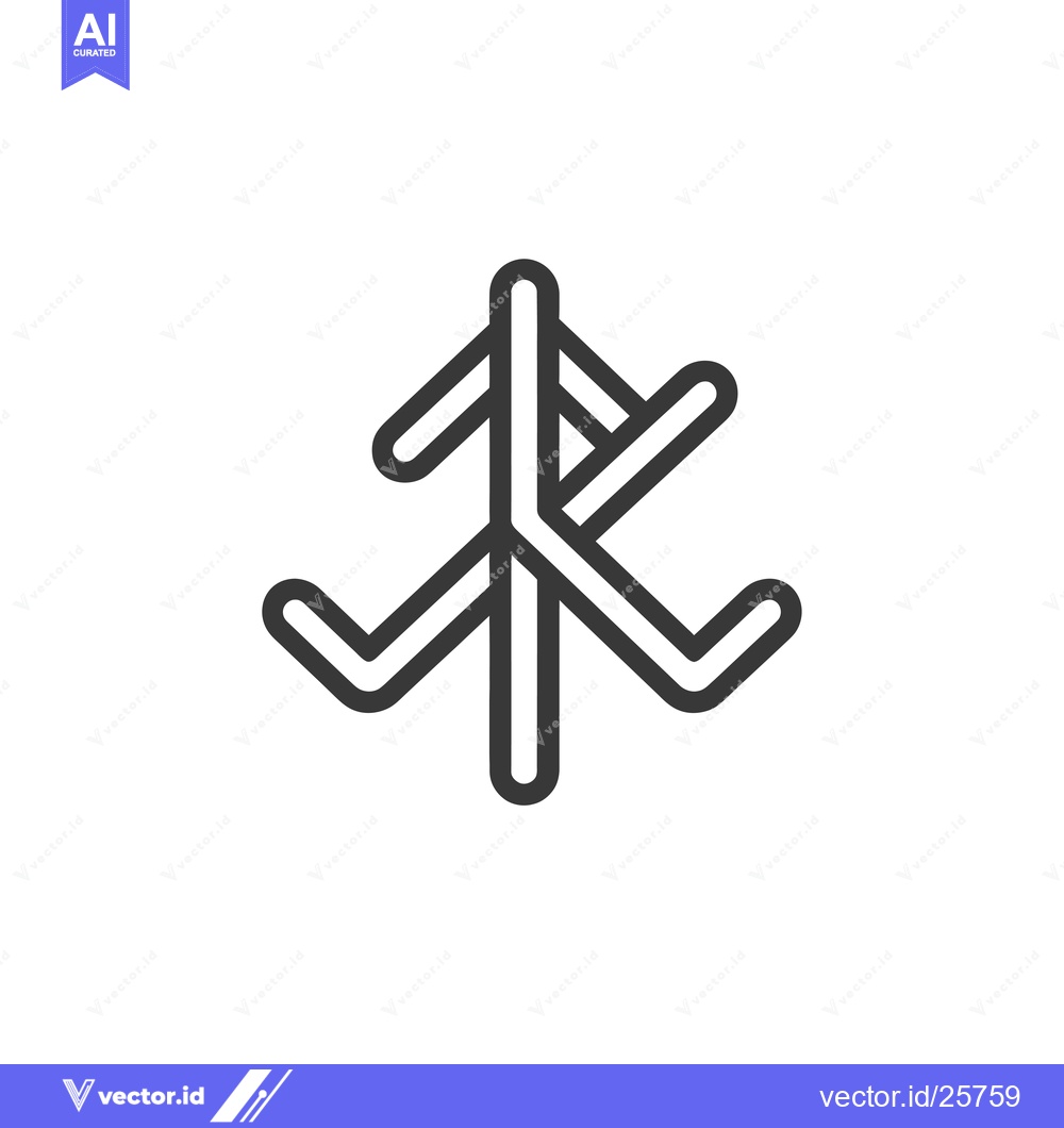 Premium Vector dari Black and White Line Drawing of the Algiz Rune