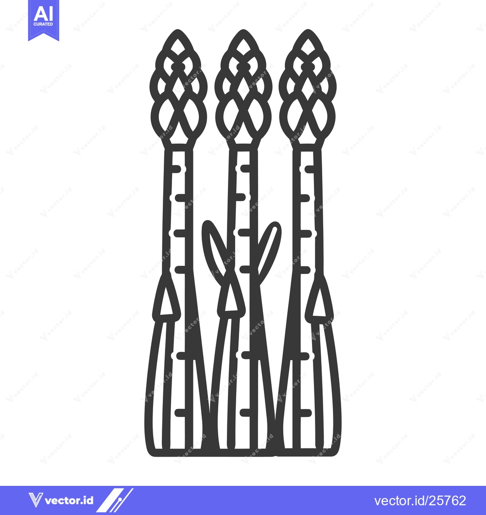 Premium Vector dari Black and white line drawing of three asparagus spears