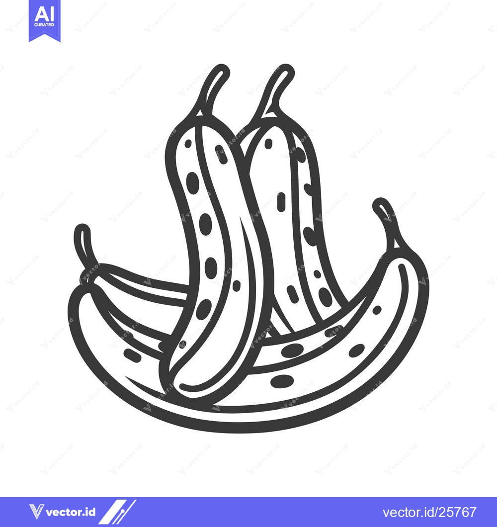 Premium Vector of Black and white line drawing of three cucumbers