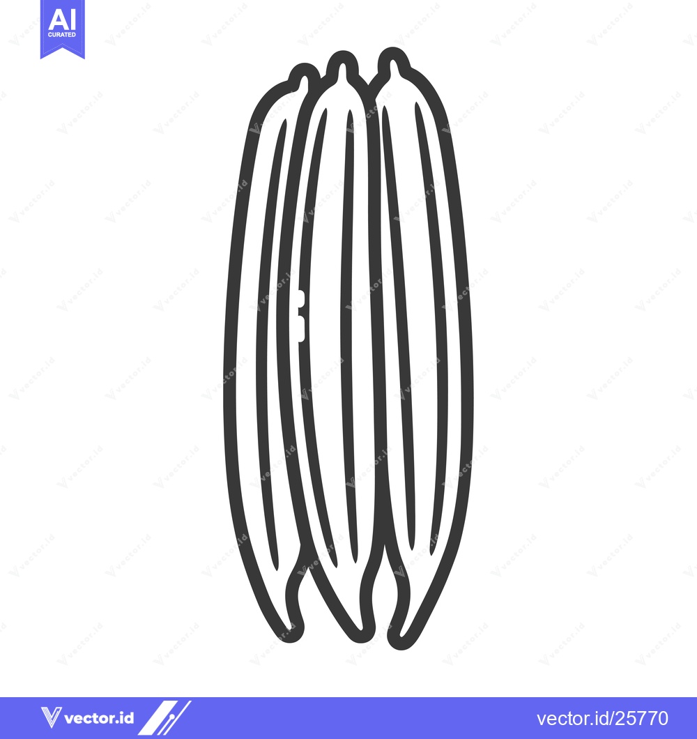 Premium Vector of Black and White Line Drawing of Three Okra Pods