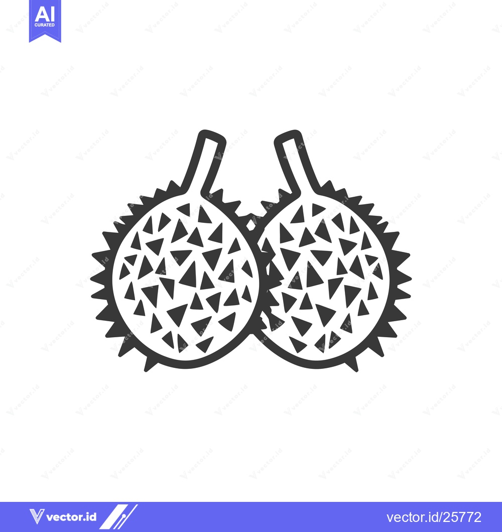 Premium Vector of Black and White Line Drawing of Two Durians