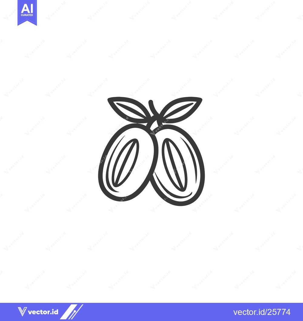 Premium Vector dari Black and white line drawing of two olives with leaves