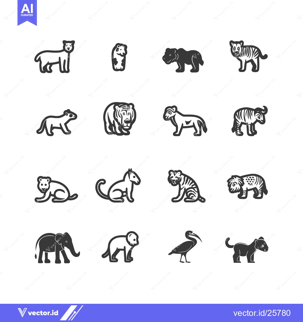 Premium Vector dari Black and White Line Drawings of Various Animals