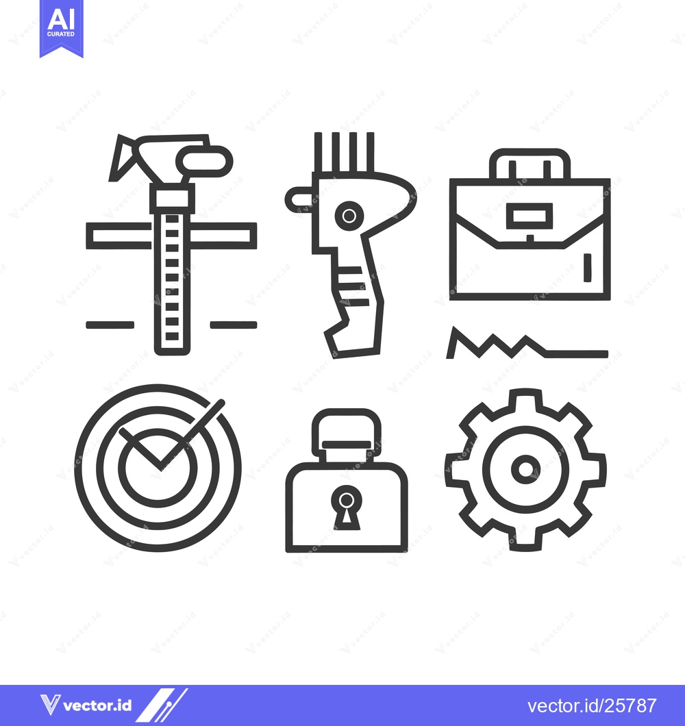 Premium Vector dari Black and white line icons of various objects