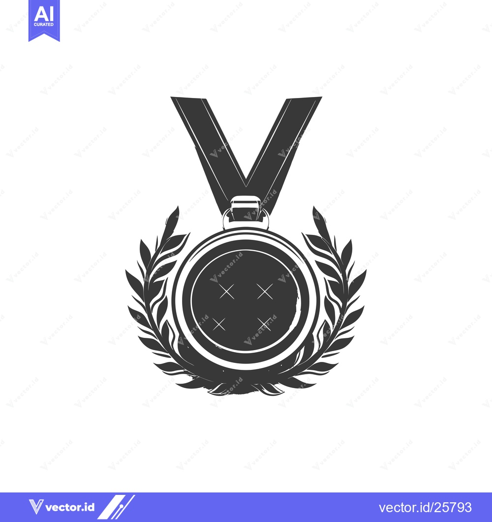 Premium Vector of Black and White Medallion with Laurel Wreath