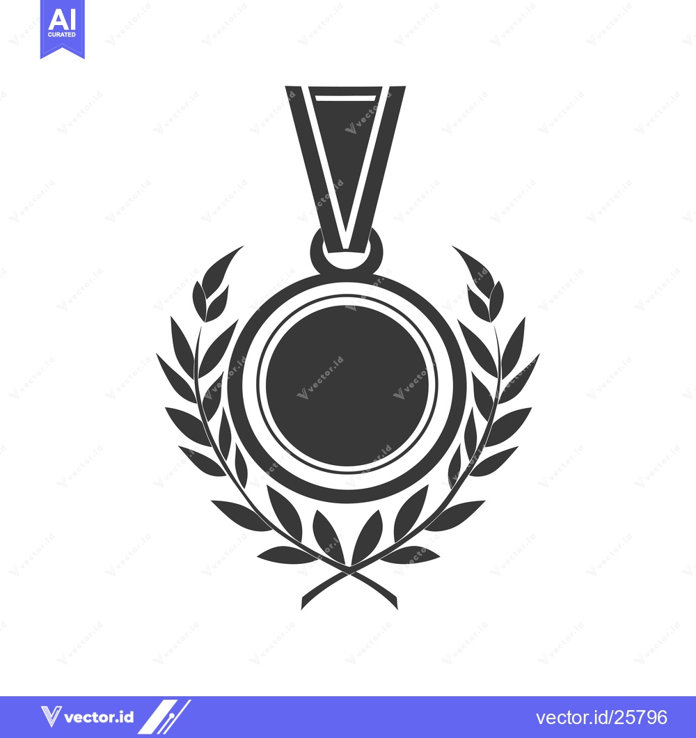 Premium Vector of Black and White Medallion with Laurel Wreath
