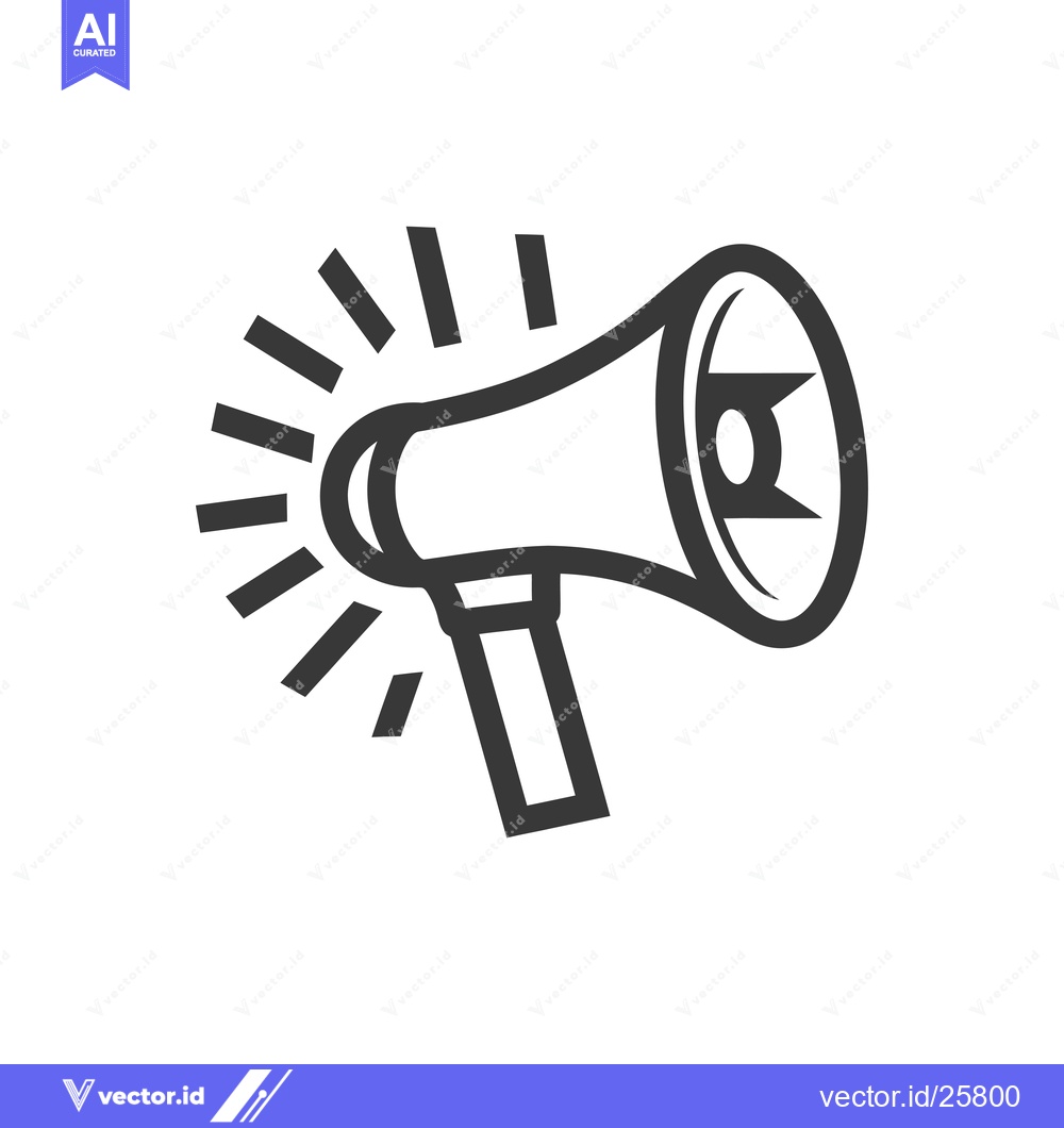 Premium Vector dari Black and White Megaphone Icon with Radial Lines
