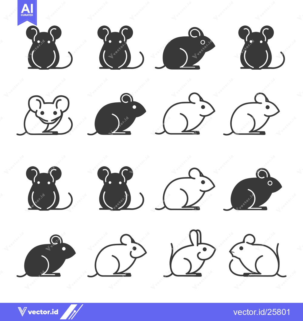 Premium Vector dari Black and White Mouse Icons Set