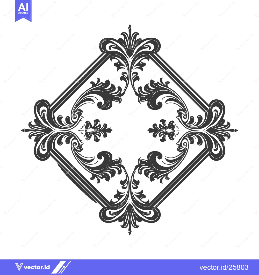 Premium Vector of Black and White Ornamental Design in a Diamond Shape