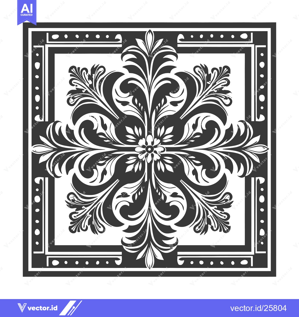 Premium Vector dari Black and White Ornamental Design with a Square Frame