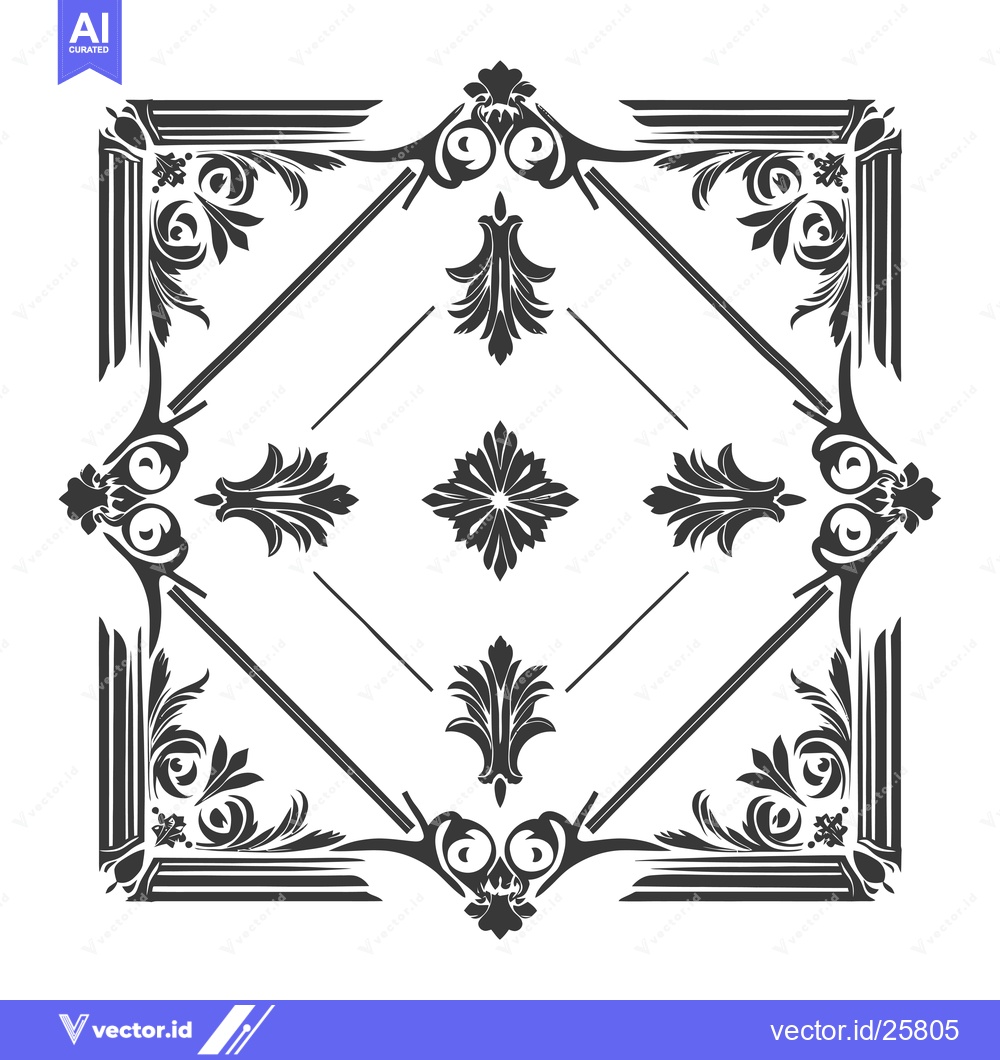 Premium Vector dari Black and White Ornamental Design with Floral Motifs