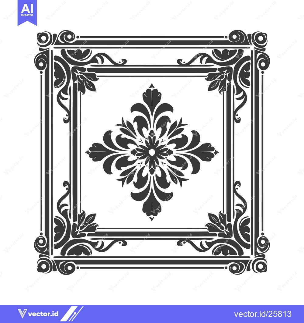 Premium Vector dari Black and White Ornamental Frame with Floral Design