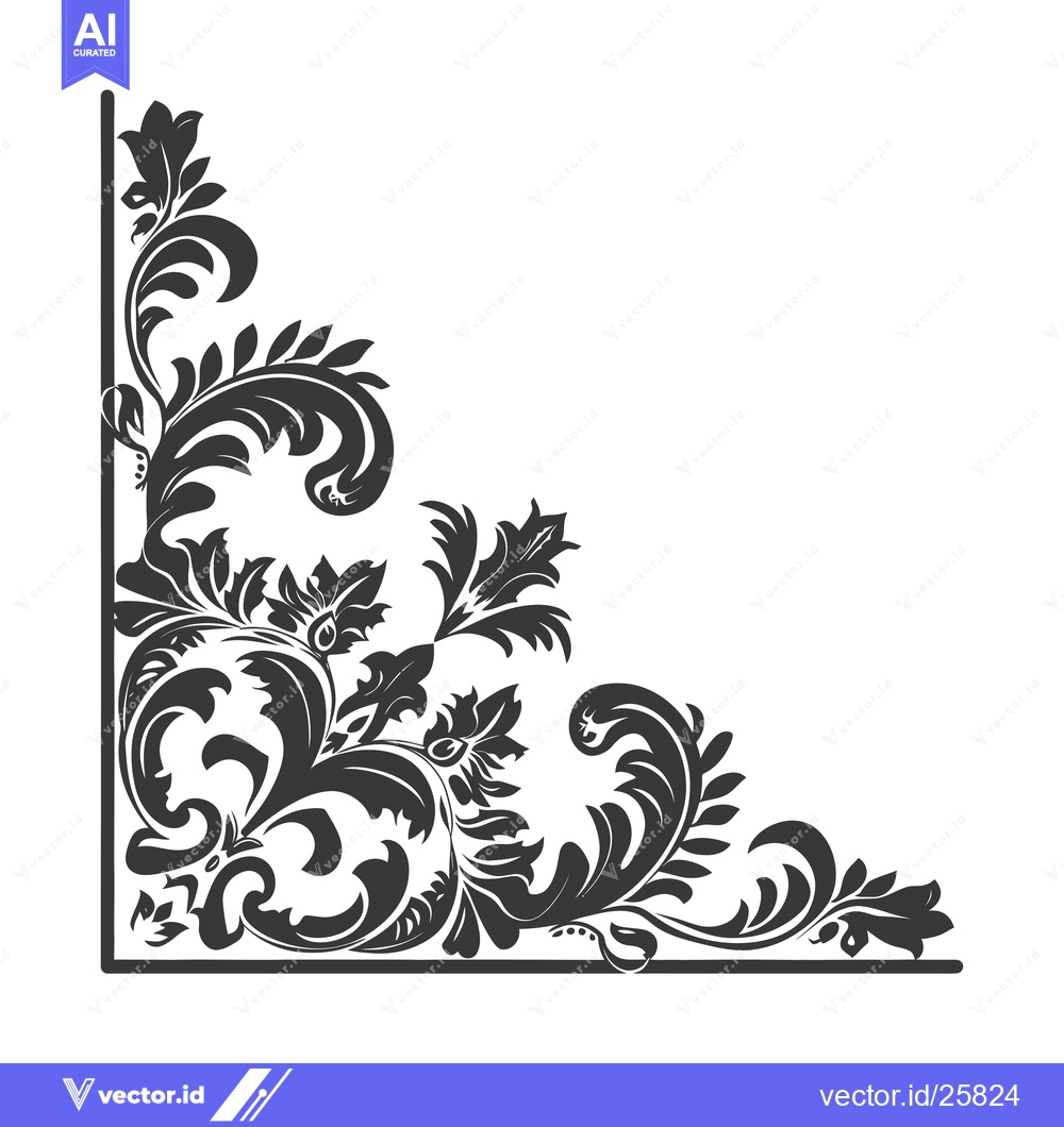 Premium Vector dari Black and White Ornate Floral Corner Design