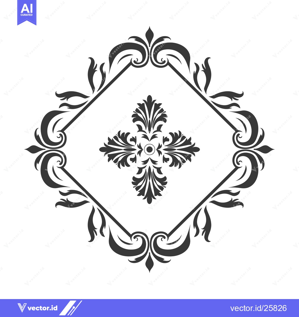 Premium Vector of Black and White Ornate Floral Design with Diamond Frame