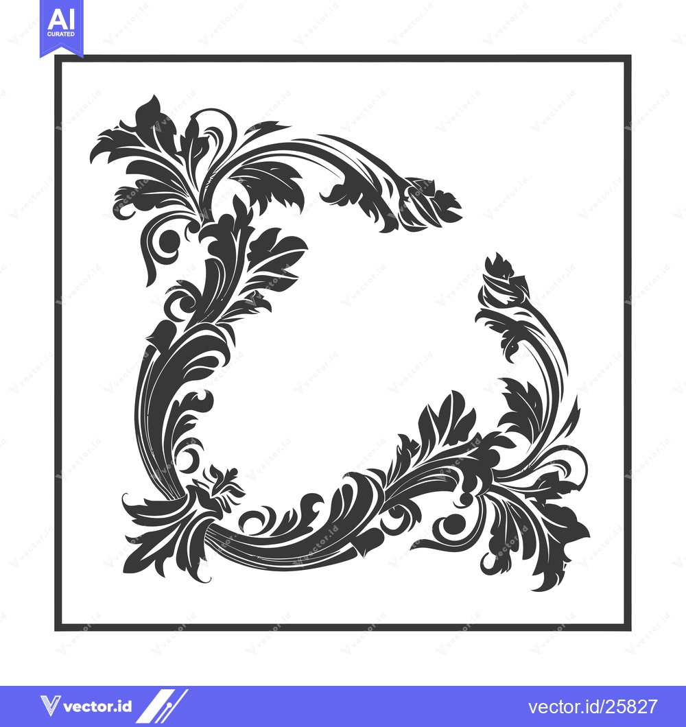 Premium Vector dari Black and White Ornate Floral Frame Border