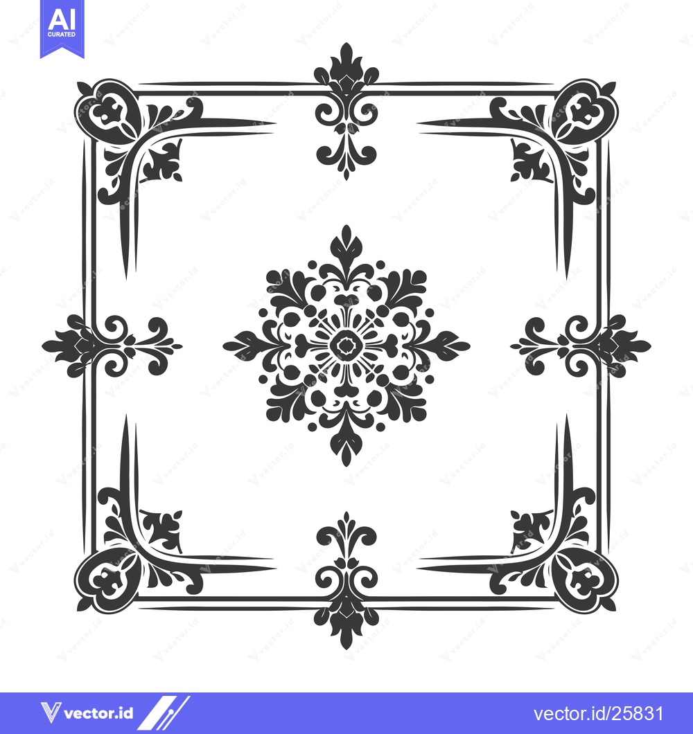 Premium Vector dari Black and White Ornate Frame with Floral Design