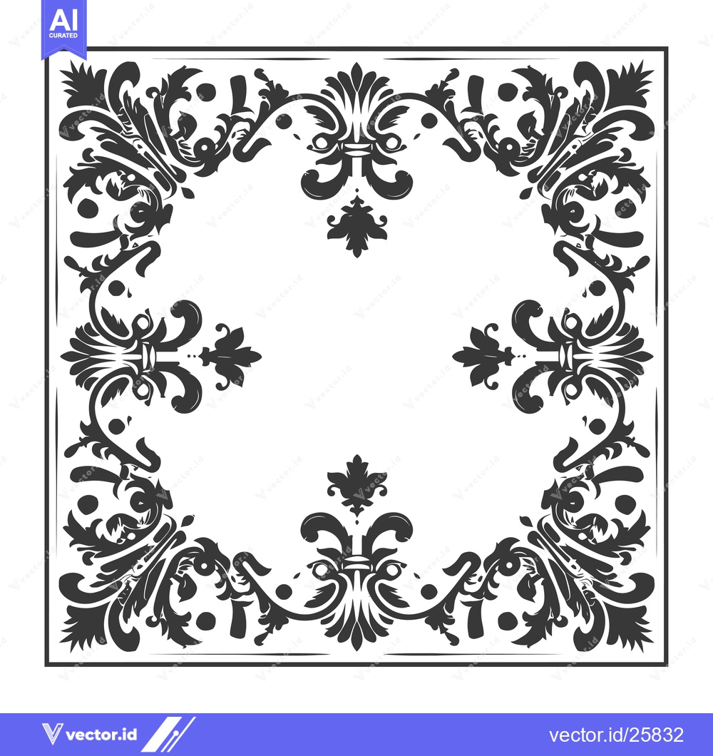 Premium Vector of Black and White Ornate Frame with Floral Motifs