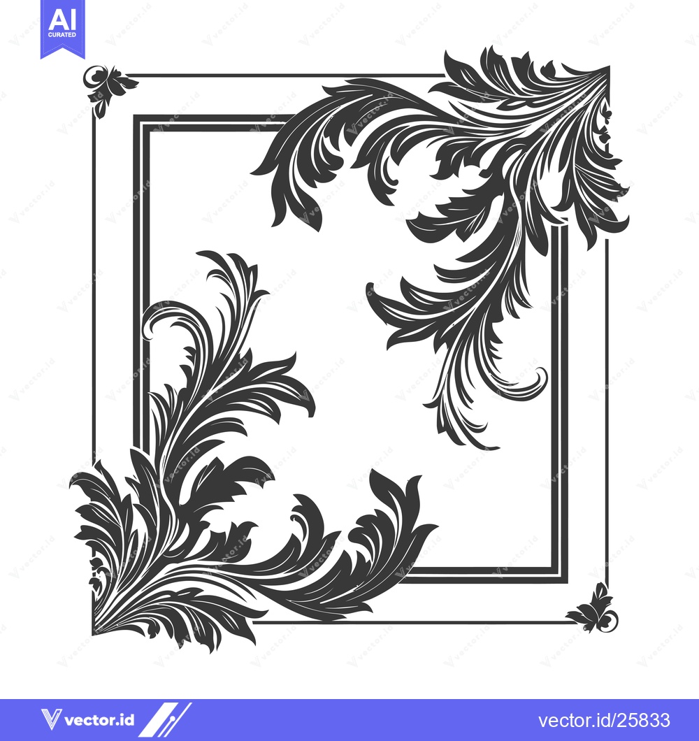 Premium Vector dari Black and White Ornate Frame with Floral Motifs