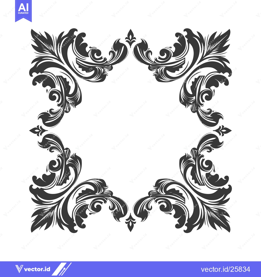 Premium Vector of Black and White Ornate Frame with Intricate Floral Design