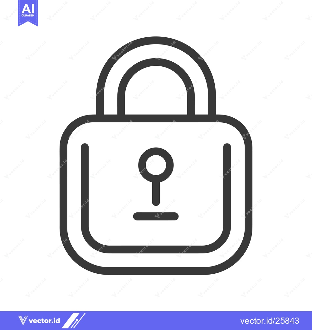 Premium Vector of Black and white outline drawing of a closed padlock