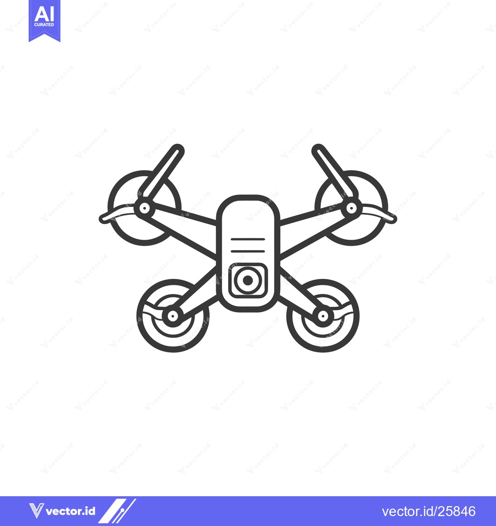 Premium Vector dari Black and White Outline Drawing of a Drone with Four Propellers