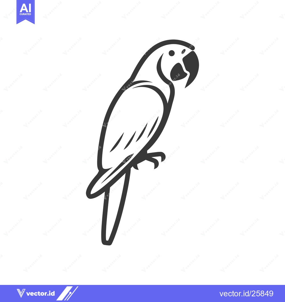 Premium Vector dari Black and white outline drawing of a parrot