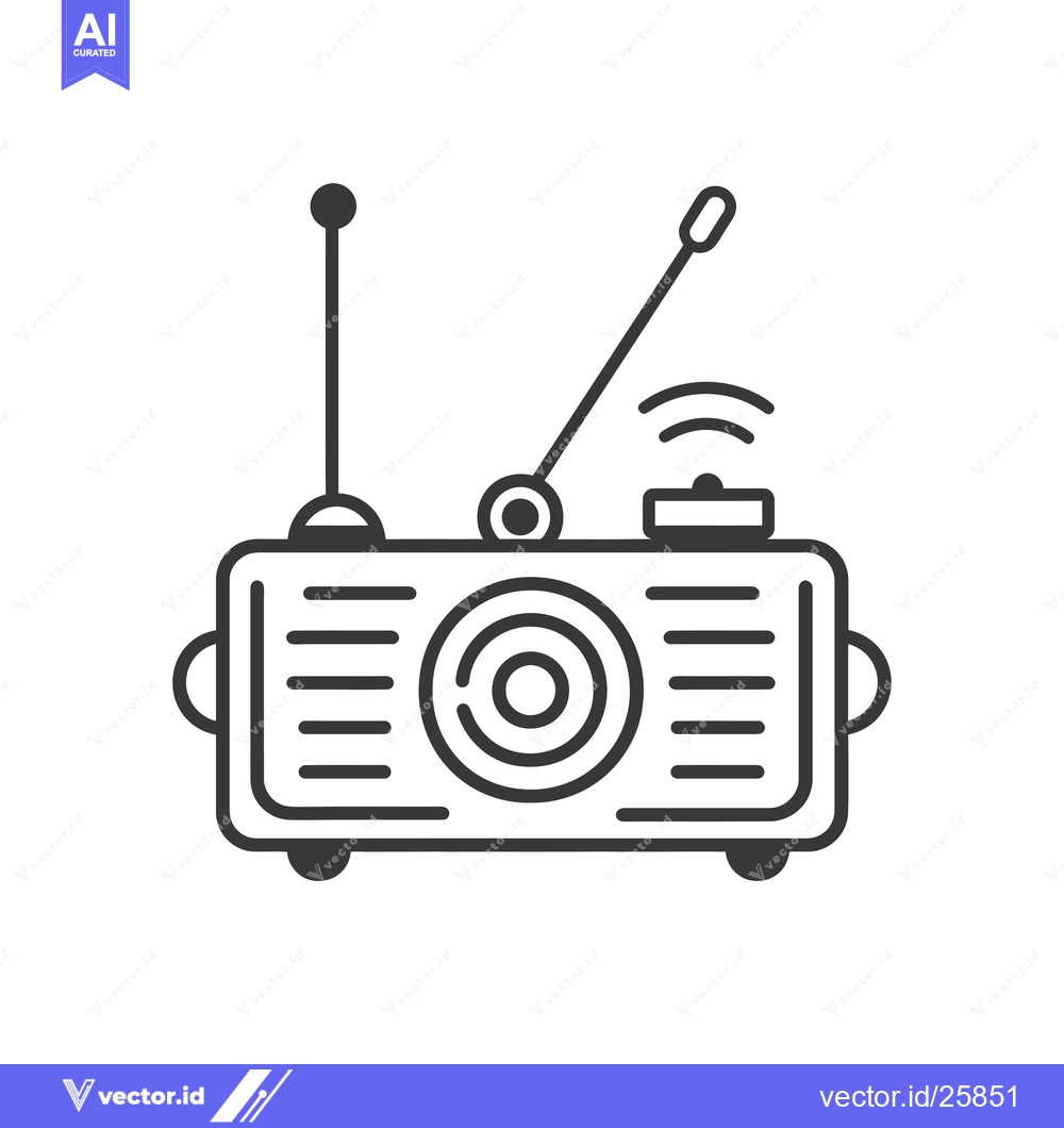 Premium Vector dari Black and White Outline Drawing of a Retro Radio