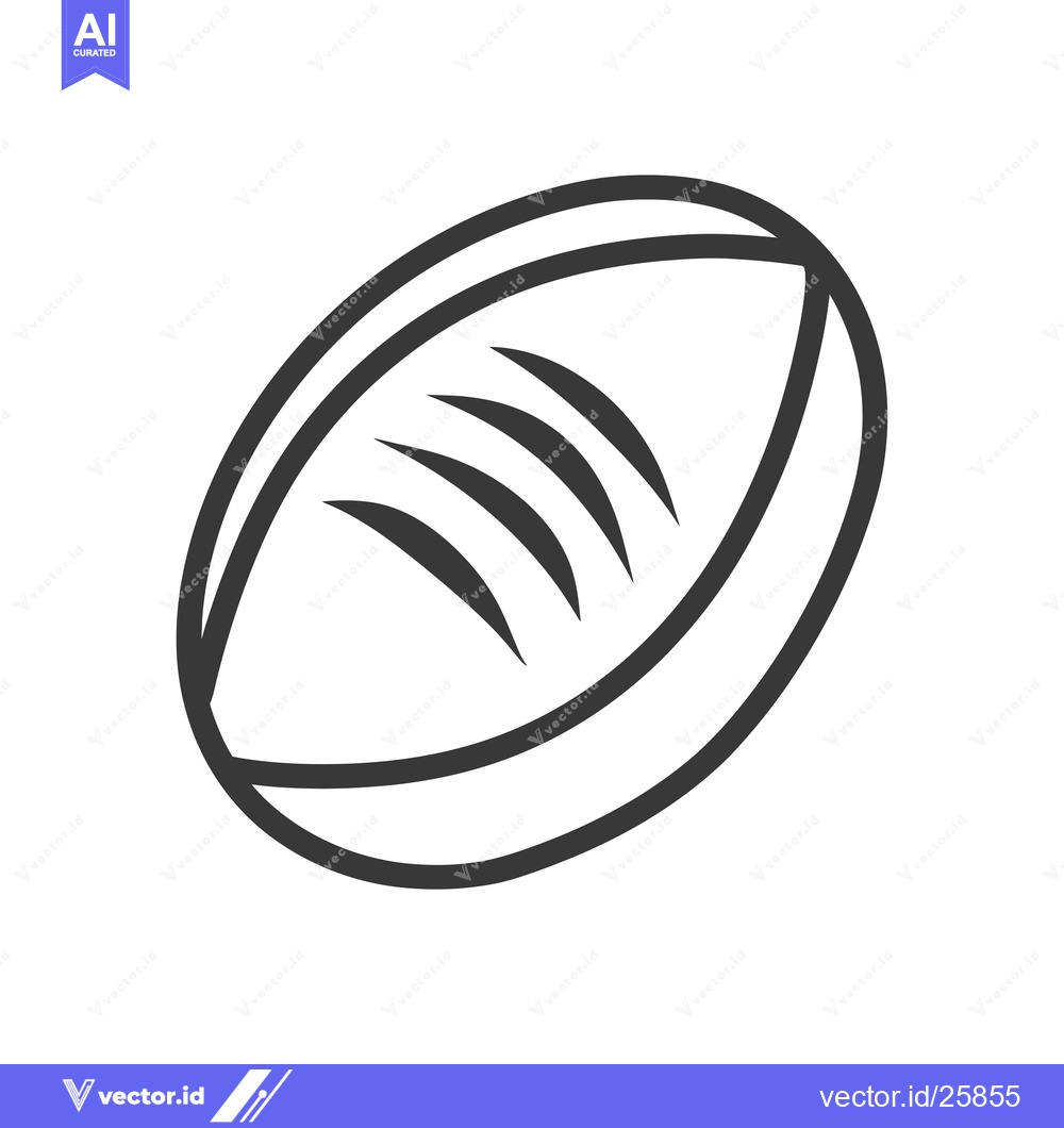 Premium Vector dari Black and white outline drawing of a rugby ball