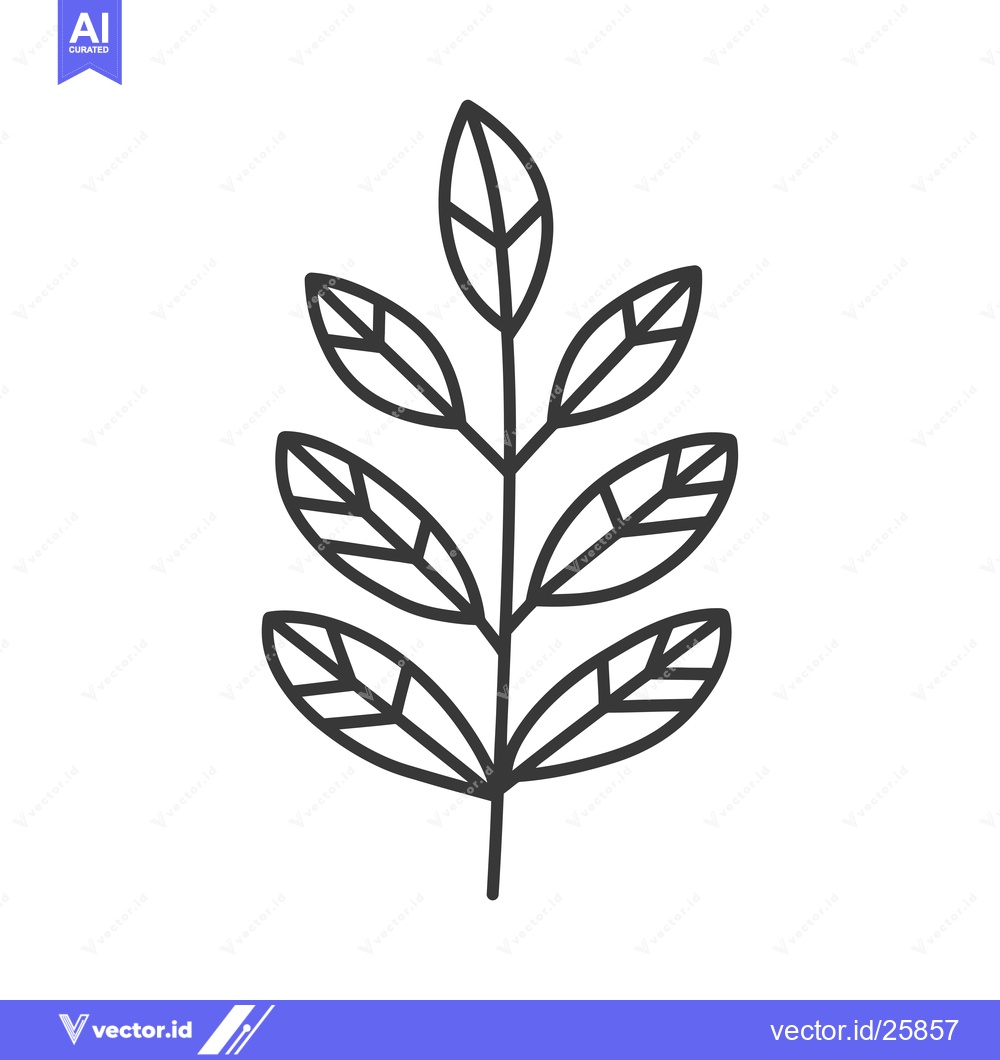 Premium Vector dari Black and white outline drawing of a simple plant with five leaves