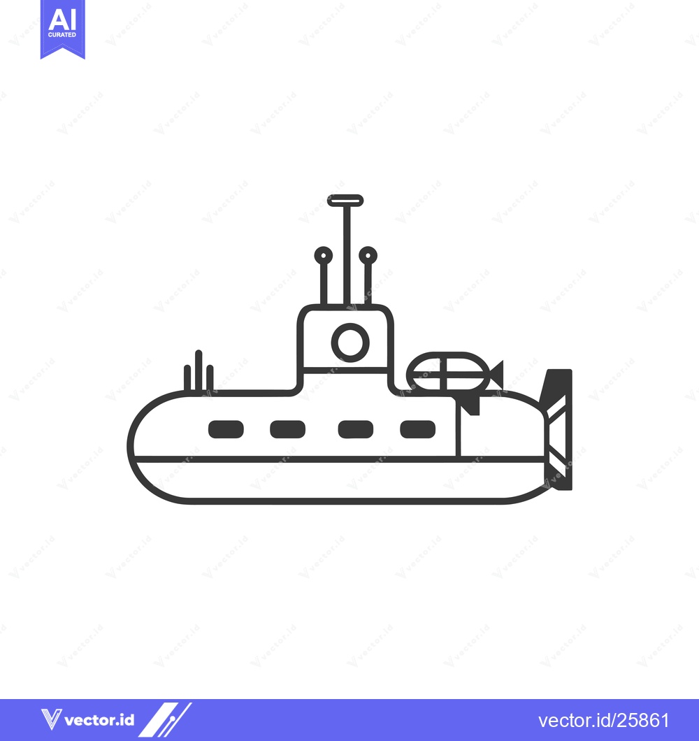 Premium Vector of Black and white outline drawing of a submarine