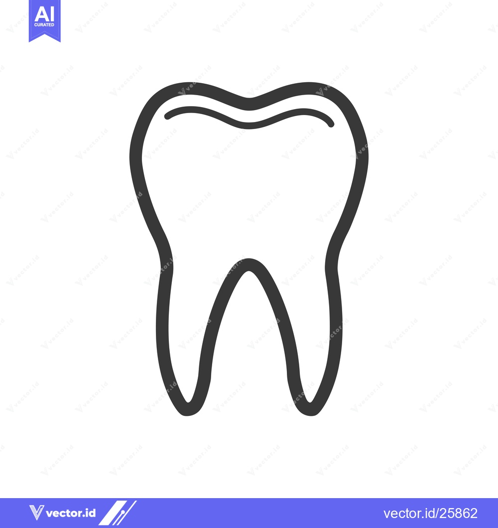 Premium Vector of Black and White Outline Drawing of a Tooth