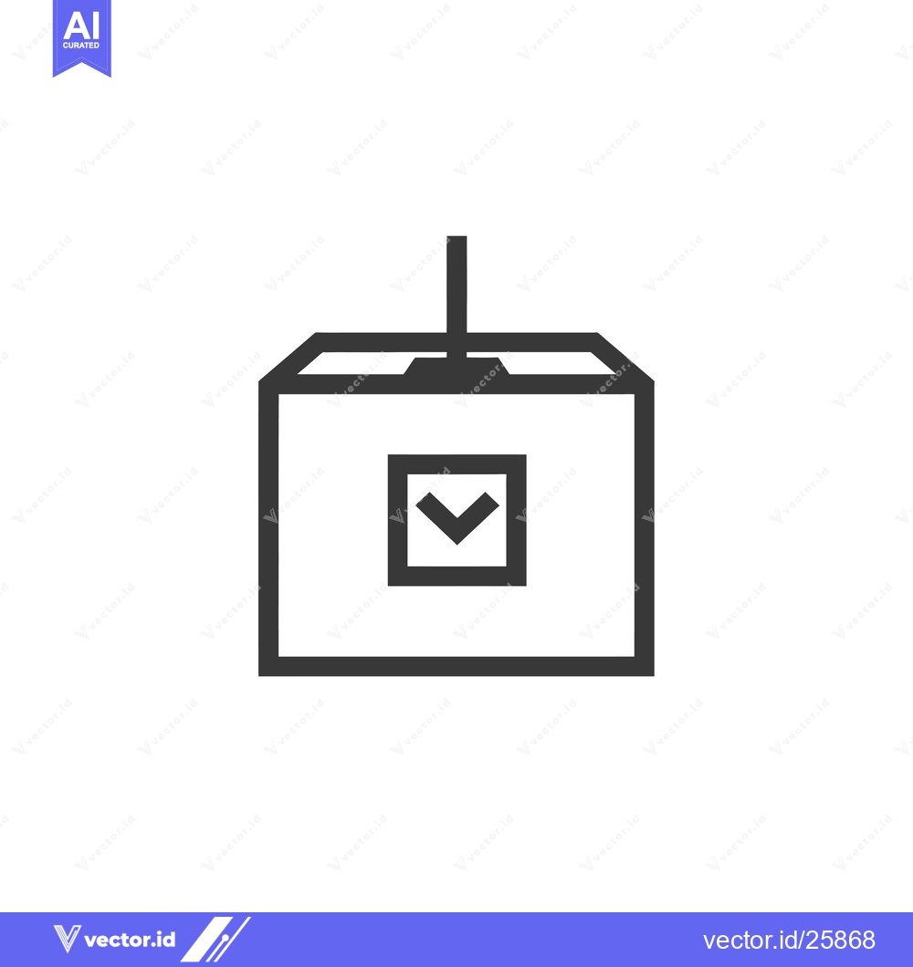 Premium Vector dari Black and White Outline Icon of a Box with a Checkmark