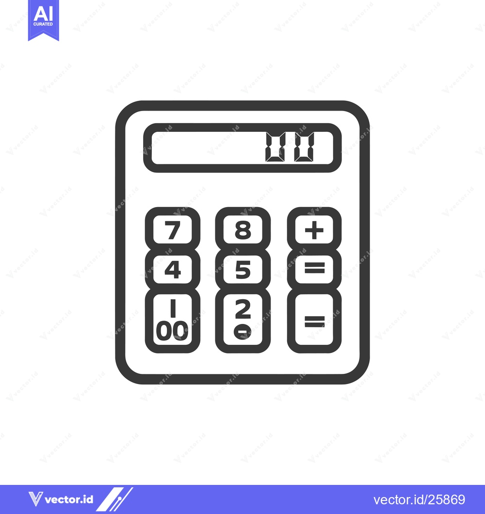 Premium Vector dari Black and White Outline Icon of a Calculator
