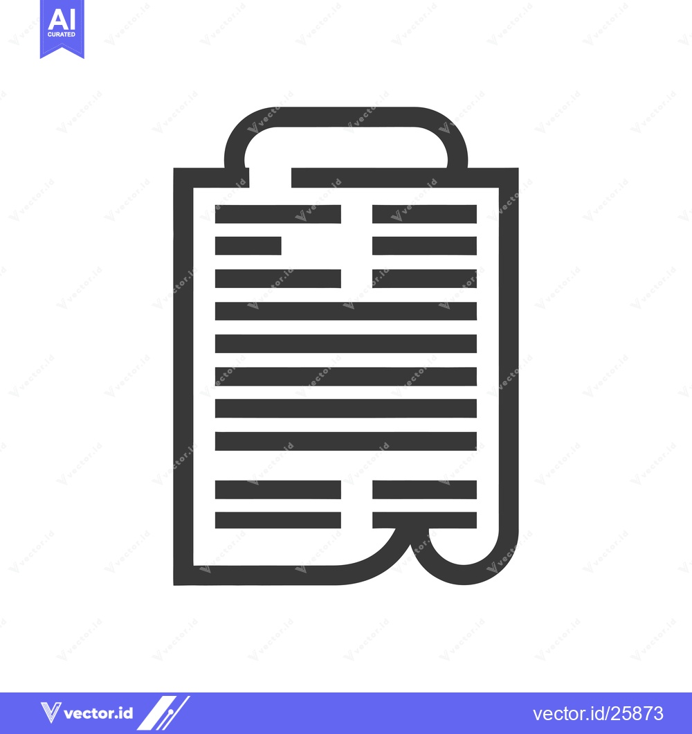 Premium Vector of Black and white outline icon of a document with a curled corner