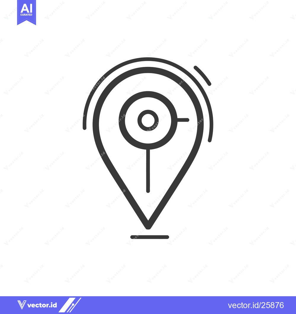 Premium Vector of Black and White Outline Icon of a GPS Location Pin with a Circle Insid