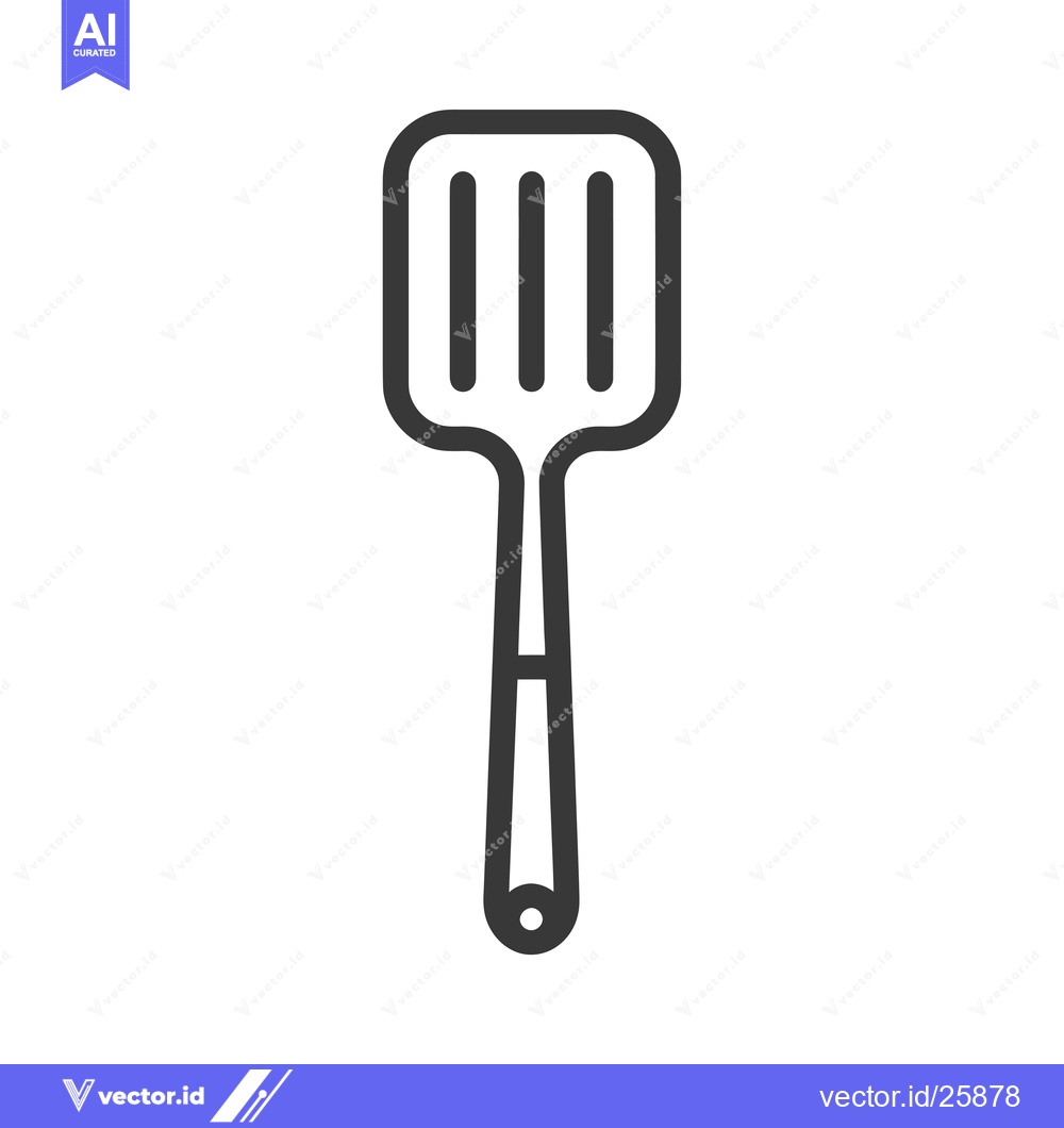 Premium Vector dari Black and white outline icon of a kitchen spatula