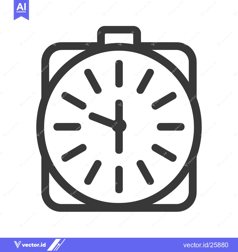 Premium Vector dari Black and white outline icon of an analog clock with hands