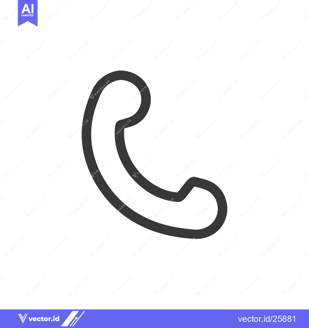 Premium Vector of Black and White Outline Icon of a Phone Receiver