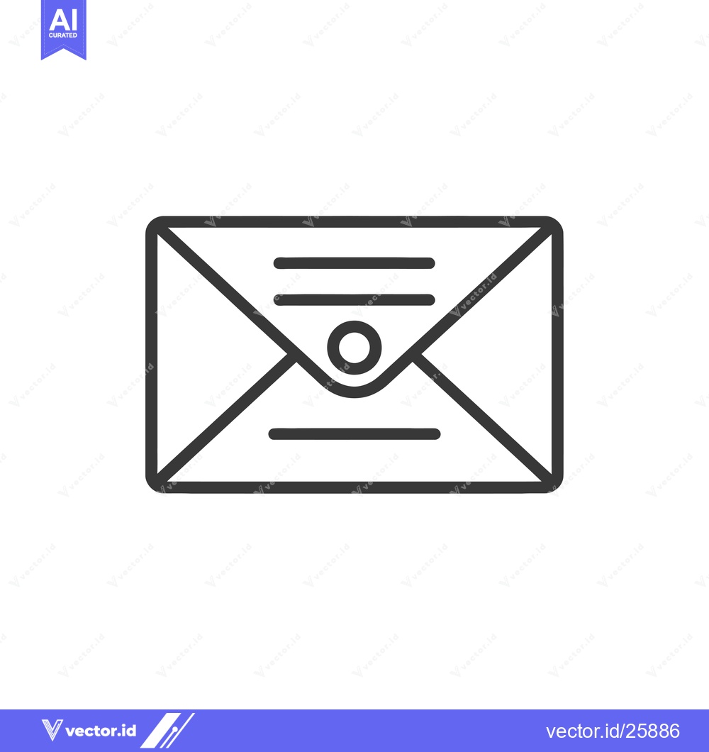 Premium Vector dari Black and white outline icon of a sealed envelope